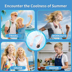 Portable Neck Fan with 6000mAh USB - Rechargeable Battery, 360° Cooling Wearable Fan, 3 Speeds, Ultra-Light Bladeless Neck Fan LED Display (Pink)