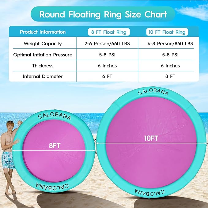 Round Floating Ring Inflatable Water Hammock Heavy Duty River Floats Lake Raft for Adults Tanning Pool Lounger Float Island Platform Pad Mat for Party