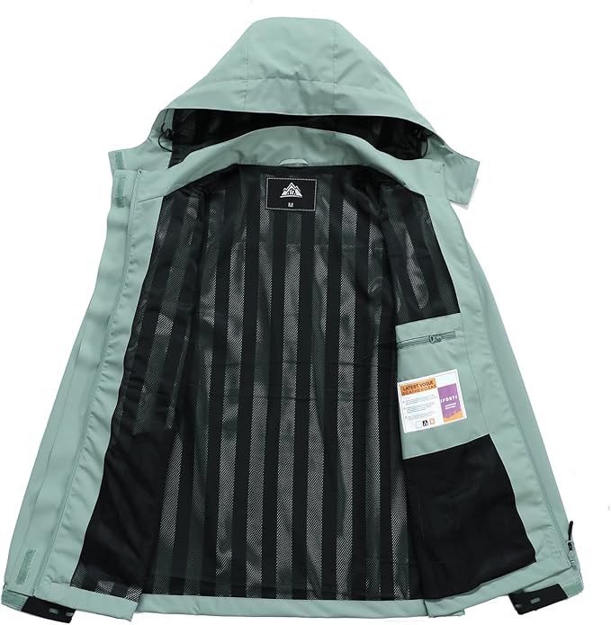 MOERDENG Women's Waterproof Rain Jacket Lightweight Raincoat Hooded Hiking Jacket Softshell Windbreaker
