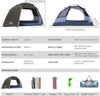 ThreeBears 4-Person Backpacking Tent Shelter, 3000mm Waterproof, Easy Setup, Spacious for Family Outdoor Adventures, Hiking, and Camping Trips