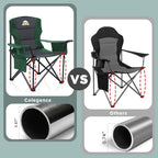 Oversized Camping Chairs 2 Pack - 450lbs Support Heavy Duty Folding Camp Chair Wide Portable Outside Collapsible Chairs with Carry Bag,Cooler,Cup Holder for Outdoor,Lawn,Sports,Baseball,Soccer-Green