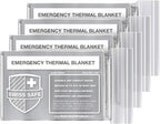 Swiss Safe 4 Pack Mylar Emergency Blankets for Survival - Compact & Insulated for Cold Weather - Designed for NASA, Outdoor, Running, Camping, Survival, First Aid Car Kit - Silver, 4 Pack