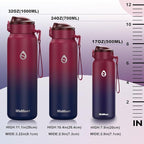 32oz Water Bottle with Removable Straw and Spout Lid Two Ways to Drink, 18/10 Stainless Steel Insulated Water Bottle, BPA-Free, Leak Proof, Double wall, for Sports, Gym