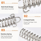 TOBWOLF 10PCS Tent Spring Buckle, Windproof Stainless Steel Rope Tensioner Awning Fixed Hook Buckle, Portable Camping Tent Fixed Buckle, Spring Buckle Set for Outdoor Camping, Dog Training, Swing
