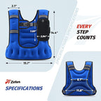 ZELUS Weighted Vest for Women Men, 6/8/12/16/20lb Weight Vest with Arm Pouch Reflective Strips, U-Shaped Rucking Vest for Strength Training Muscle Building, Walking Running Vest for Fitness