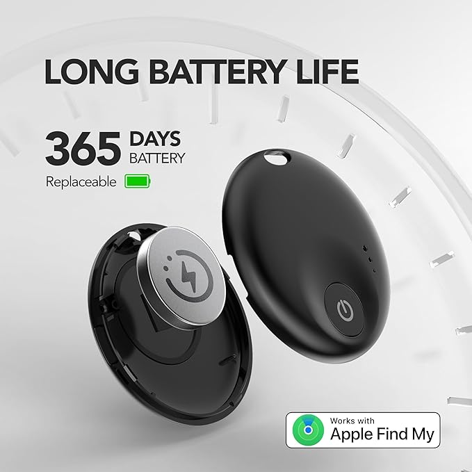 2025 Upgraded MFi Certified Air Tracker Tag for Apple Find My (iOS Only), Bluetooth5.3 Findmy Tracker for Luggage/Keys Finder/Bags,Wallet/Suitcase,Replaceable Battery,120dB Sound(Black)
