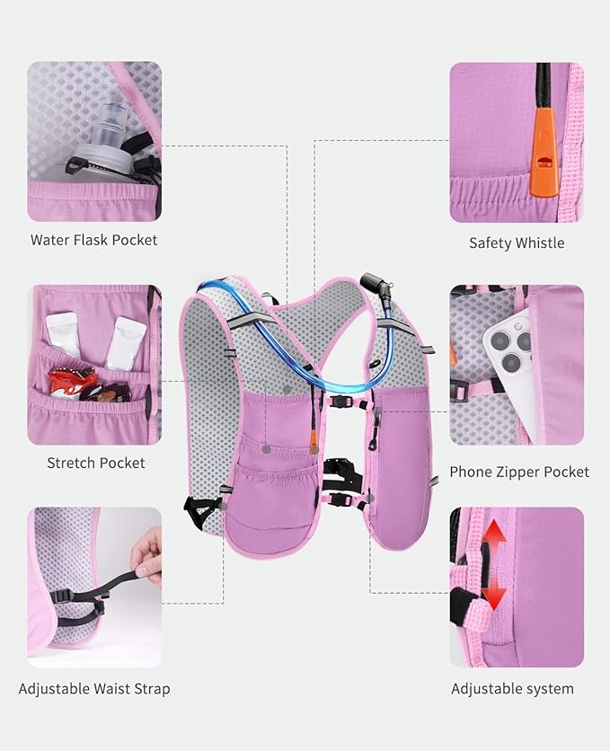 ECOHUB Running Hydration Vest Backpack,Lightweight Breathable Pack with 2L Water Bladder Bag Daypack for Hiking Trail Running Cycling Race Marathon for Women Men