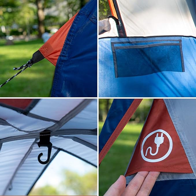 CAMPROS CP Camping Tent 10 Person Family Cabin Tent, 2 Room Water Resistant Waterproof Tent with Top Rainfly, 4 Large Mesh Windows, Double Layer, Easy Set Up, Portable with Carry Bag, 16ft x 9ft x72in