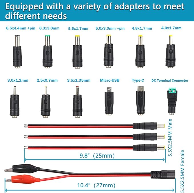 144W Power Supply Adjustable DC 3V ~ 36V Variable Universal Switching AC/DC Adapter Minidodoca AC to DC Converter with LED Voltage Display and 16 Tips, for 3V to 36V Household Electronics - 4000mA Max