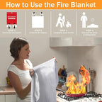 Mondoshop Fire Blanket for Home Kitchen Emergency - Fire Suppression Blankets Fireproof Blanket Fire Retardant Blankets for Car, Fireplace, Camping, Picnic, Grill