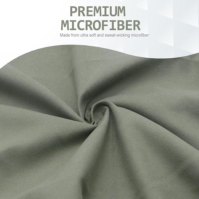 Eunzel 2 Pack Quick Dry Camping Towel, Microfiber Travel Towel 3 Size at 1 Pack,Fast Drying Towel Set for Camping, Beach, Gym, Sports, Yoga & Swimming Pool, Army Green/Orange