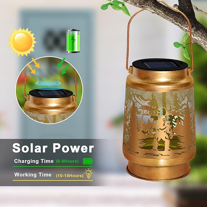 Solar Lantern Outdoor Waterproof Gorilla Garden Decor Christmas Gifts for Women Mom Grandma Hanging Solar Lights Metal Decor for Outside,Backyard,Patio