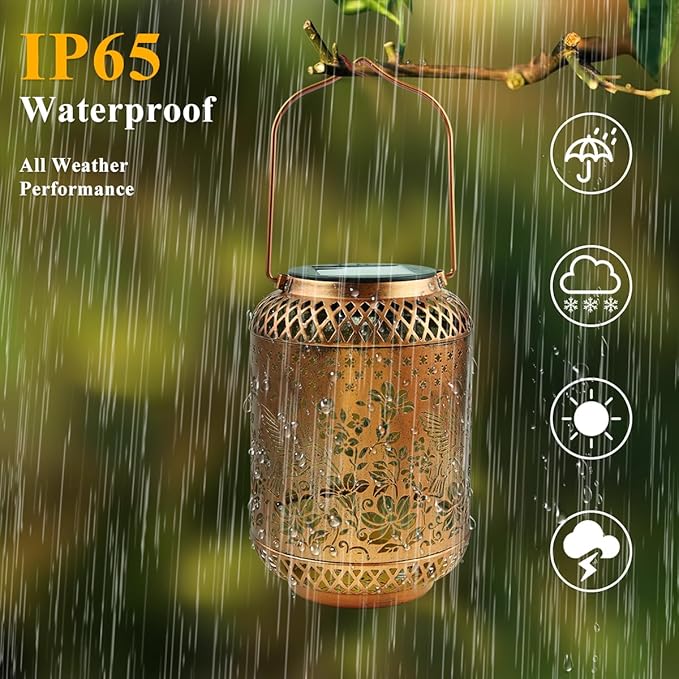 Hummingbird Solar Lanterns Outdoor Waterproof Garden Decor Women Birthday Gifts for Mom Grandma Sister Metal Hanging Solar Lights for Yard Patio Backyard Lawn Porch Decorations