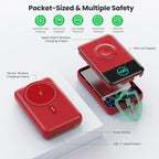 Magnetic Portable Charger for iPhone, 3-in-1 10800mAh Qi2 15W Wireless Power Bank with iWatch Charger,30W PD Fast Charging USB-C LCD Display Battery Pack for Magsafe,iPhone 16/15/14/13/12, Apple Watch