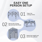 EAGLE PEAK EAGLE PEAK Flex Ultra Compact Pop-up Canopy, Sun Shelter, Changing Room, Portable Privacy Canopy Cabana, 5x5ft Canopy Tent, for Pool, Fashion Photoshoots, or Camping White/Blue