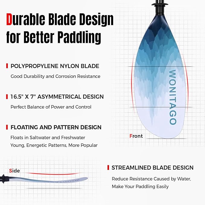 Kayak Paddle Carbon Fiber Shaft and Reinforced Nylon Blade, Adjustable Kayaking Oars, 3 Piece, 230-250 cm/90-98 Inches,210-230 cm/82-90 inches