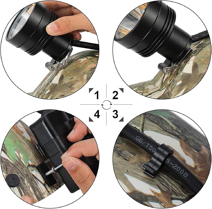 10W LED Coyote Hog Coon Hunting Lights, Rechargeable Hunter Headlamp, Waterproof 60000LUX Super Bright LED Predator Hunter Head Light & 3 Colors (White Red Green), 7 Position Switch