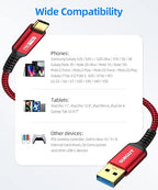 SUNGUY 10Gbps Android Auto USB C Cable, 1.5FT 3A USB 3.1 Gen 2 Fast Charging & Data Transfer USB C CarPlay Cable, Compatible with iPhone 17/16/15 Pro Max, Galaxy S22 S21 Note 20, Pixel 6 5 (Red)