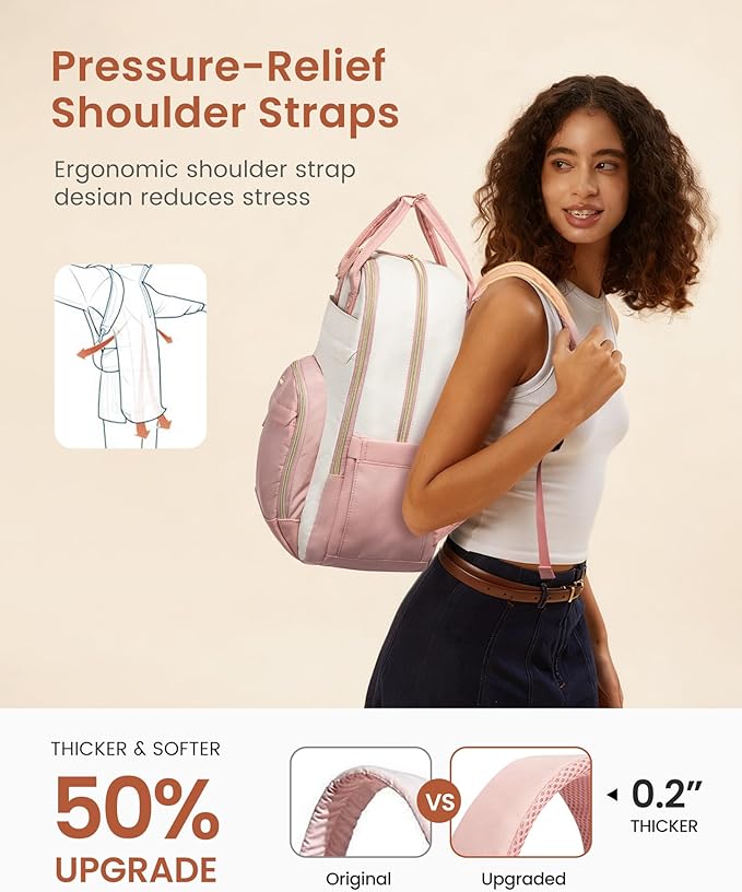 LOVEVOOK Backpack for Women,Laptop Backpack Women,Fits 15.6 Inch Laptop Bag,Fashion Travel Work Anti-theft Bag,Waterproof Business Computer College Teacher Backpack Purse Daypack, Light Grey-Beige