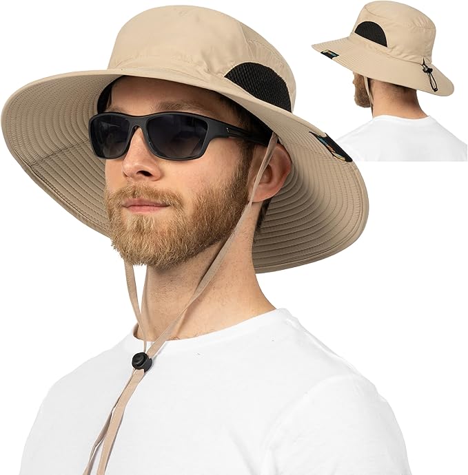 SUN CUBE Wide Brim Sun Hat Men Women, Fishing Hats Sun UV Protection, Mens Hiking Bucket Hat Safari Beach Boonie, UPF 50+