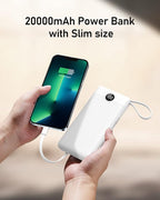 VEEKTOMX Portable Charger Built-in Cables, 20000mAh Power Bank for iPhone, Fast Charge USB C Battery Pack Travel Essentials Powerbank Compatible with iPhone 17/16/15/14, Samsung S25/24, Android, etc