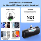 Mini Portable Charger for iPhone 17/16, 5500mAh LCD Display USB C Power Bank,Fast Phone Charging Travel Pocket Size Battery Pack for iPhone 17/17 Pro/17 Pro Max/Air/16/15 Series,Android,etc-Dark Black