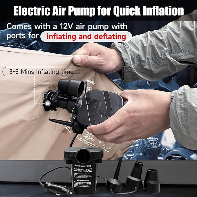 Car Air Mattress, Inflatable SUV Truck Air Mattress Back Seat Camping Bed Thickened Car Sleeping Pad for Travel, Car Bed SUV Mattress with Air Pump 2 Pillows