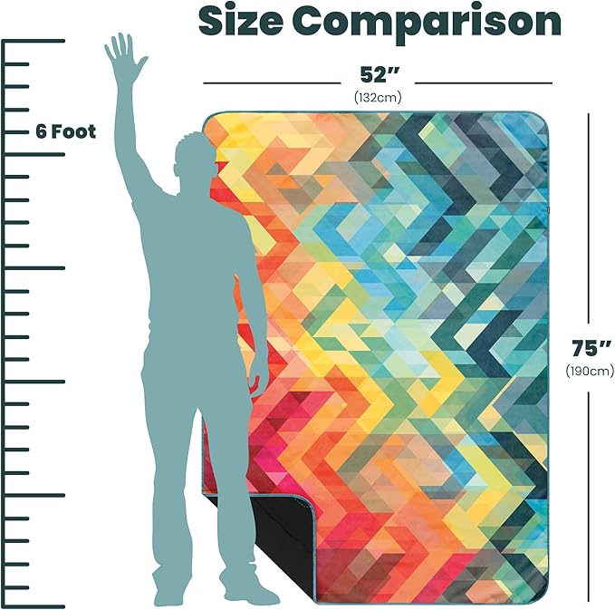 Rumpl Everywhere Mat | Lightweight Ground Cover for Hiking, Camping, Traveling, Picnics | 52" x 75" | Geo