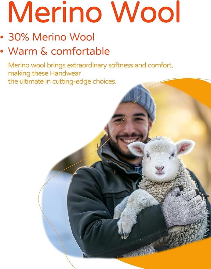 Merino Wool Gloves for Women Men, Touch Screen Warm Glove Liners Thermal Soft Knit Lining for Winter Running Hiking