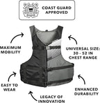 Stohlquist Universal Fit Adult Life Jacket PFD (4 Pack) Coast Guard Approved, for Men and Women 90+ lbs, Lightweight Neoprene and Adjustable, Ideal for Boating, Kayaking & Water Sports
