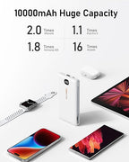 VEEKTOMX Portable Charger with Built in Cables 10000mAh, Power Bank for iPhone with Wall Plug, Travel Essential Fast Charging USB C Slim External Battery Pack for iPhone16/15/14, Samsung, iPad, etc
