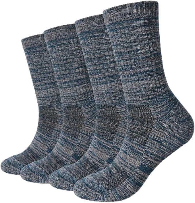 EnerWear 4 Pack Women's Merino Wool Outdoor Hiking Trail Crew Sock