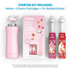 Cirkul 32oz. Blush Pink Stainless Steel Water Bottle Starter Kit with Pink Lid and 2 Flavor Cartridges (1 LifeSip Strawberry, 1 GoSip Passion Fruit Dragon Fruit) No Sugar, Zero Calorie Drink Mix
