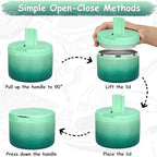 12oz Insulated Vacuum Food Jar with Buckle Lid Wide Mouth Soup Thermo for Hot Food Kids Leakproof Stainless Steel Lunch Container (Gradient Green, 12OZ)