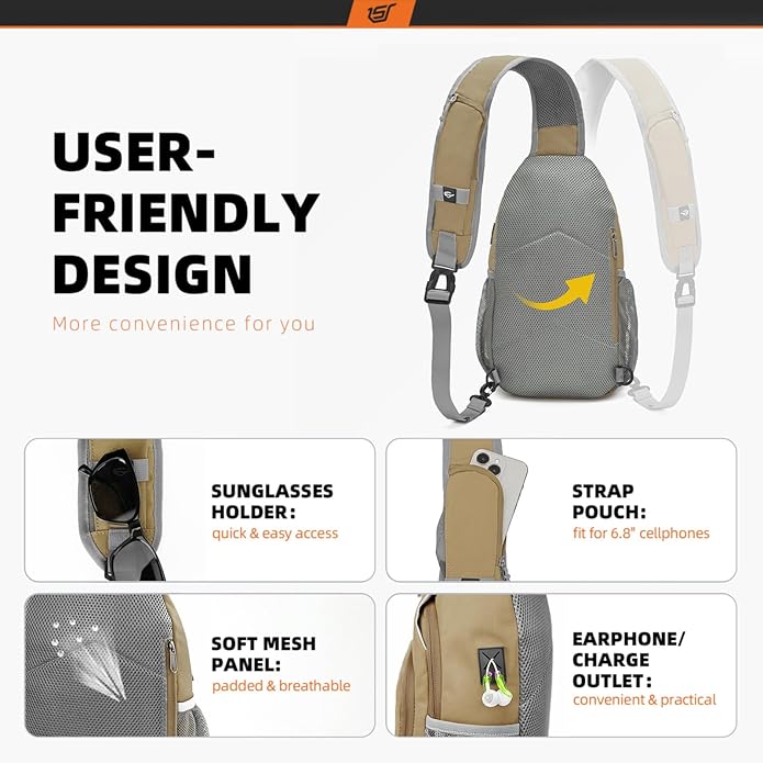 SKYSPER Sling Bag RFID Crossbody Sling Backpack Cross Body Shoulder Bag Travel Hiking Daypack for Women Men