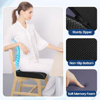 SweetSlubr Seat Cushion for Tailbone Pain Relief, Office Chair Cushion, Memory Foam Large Chair Cushion with Non-Slip Cover for Soft Support at Office Chair, Car Seat, Airplane Black/2X-Large