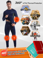 romision Thermal Underwear for Men Long Johns Fleece Lined Hunting Gear Bottom Top Set Base Layer for Cold Weather Gift