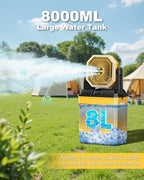 Portable Misting Fan, 24000mAh Rechargeable Outdoor Cooler, Battery Operated Personal Fan with3 Speeds & 8L Bucket for Patio, Camping,Hiking, Backyard, Travel, Desk,Pool, Beach, Yellow