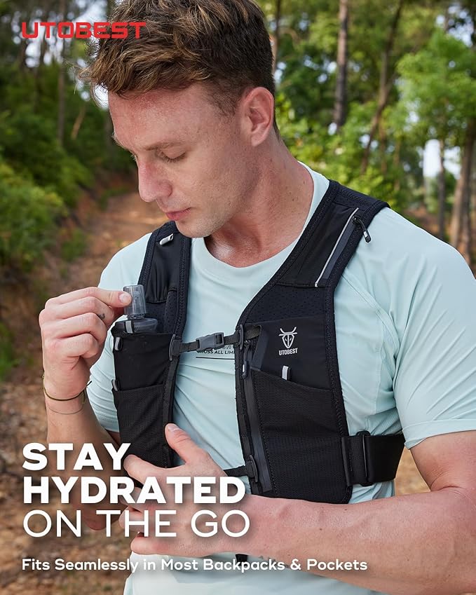 UTOBEST 500ml Soft Flask, 2 Pack Flexible TPU Hydration Water Bottle, Collapsible with 42mm Caliber for Running, Hiking, Cycling, Climbing, and Marathon Green