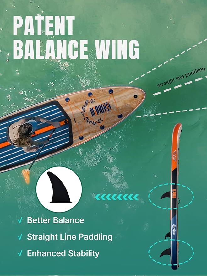 Niphean (Extra Large) Inflatable Paddle Board, SUP for 2+1 People/Family, Stand Up Paddle Board with (Beginner Friendly) StabilTrac Fin, Waterproof Phone Pouch, Paddle Boards for Adults, Gift Ideas