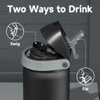 32 oz Insulated Water Bottle for Sports: Meoky Stainless Steel Water Bottle with 2-in-1 Straw and Spout Lid - Leak Proof, Cold for 24 Hours, Protective Silicone Base, BPA-Free for Gym, Night