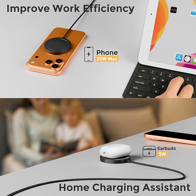 Magnetic Qi2 Wireless Charging Pad: 25W Mag Fast Charger for Google Pixel 10 iPhone 17 16 Pro Max 16e 15 14 13 12 AirPods & Samsung Galaxy Series Gift Ideal for Desk & Travel (Black, 1Pack)