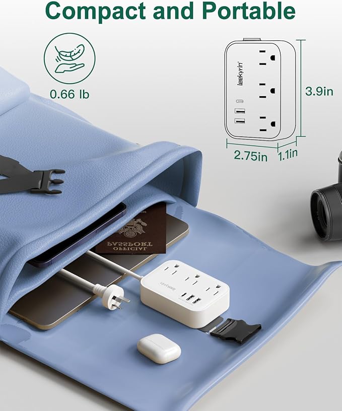 Australia Power Plug Adapter, New Zealand Power Adapter with 3 Outlets 3 USB Charging Ports (1 USB C), Type I Travel Plug for US to New Zealand China Argentina Fiji AU
