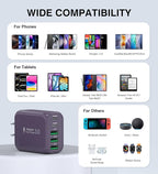 50W 2-Pack USB C Wall Charger Block, 5-Port C Charger Fast Charging Block PD Power Adapter +QC 3.0 Multiport Type C Box Brick Cube USB A Wall Plug for iPhone 16/15/14/13 Pro Max,Samsung Galaxy(Purple)
