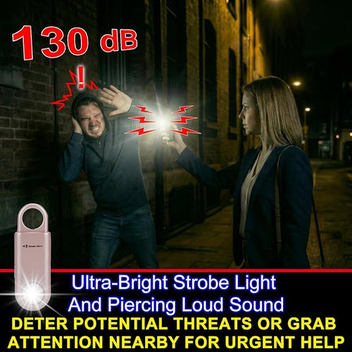 130dB Personal Safety Alarm Ultra Bright Strobe Light. Loud Sound Keychain Siren for Women, Children, Night Runners, Hiking. Bear Alarm Deterrent. SOS Emergency Self Defense Alerts. Black
