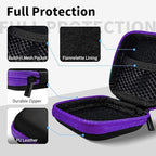 Square Earbud Case Portable EVA Carrying Case Storage Bag Tech Pouch Cell Phone Accessories Organizer with Carabiner for Earphone, Earbud, Earpieces, SD Memory Card, Camera Chips, Purple