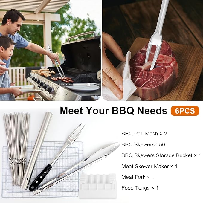 55Pcs Camping Utensils Cooking Set, 2 in 1 Camping Cooking Set & Campfire Grilling Cookware, Portable RV Camping Essentials, Camp Cooking Gear Must Haves Supplies for Travel BBQ Grill Picnic