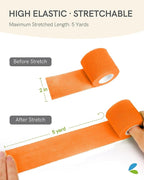 FriCARE Self Adhesive Bandage Wrap, Medical Tape in First Aid Kit, Cohesive Bandages for Wounds Sport Vet, 2 Inches X 5 Yards 12 Rolls, Rainbow