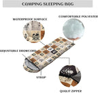Sleeping Bags for Adults and Kids，3D Printing Camping Sleeping Bag for Girls Boys Lightweight Waterproof Cold/Warm 3-Season，Outdoor Travel with Compression Bags