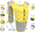 Running Vest for Women Men, Adjustable Chest Straps Running Hydration Vest with 500ml Soft Flask, Lightweight Breathable Reflective Hydration Backpack for Hiking